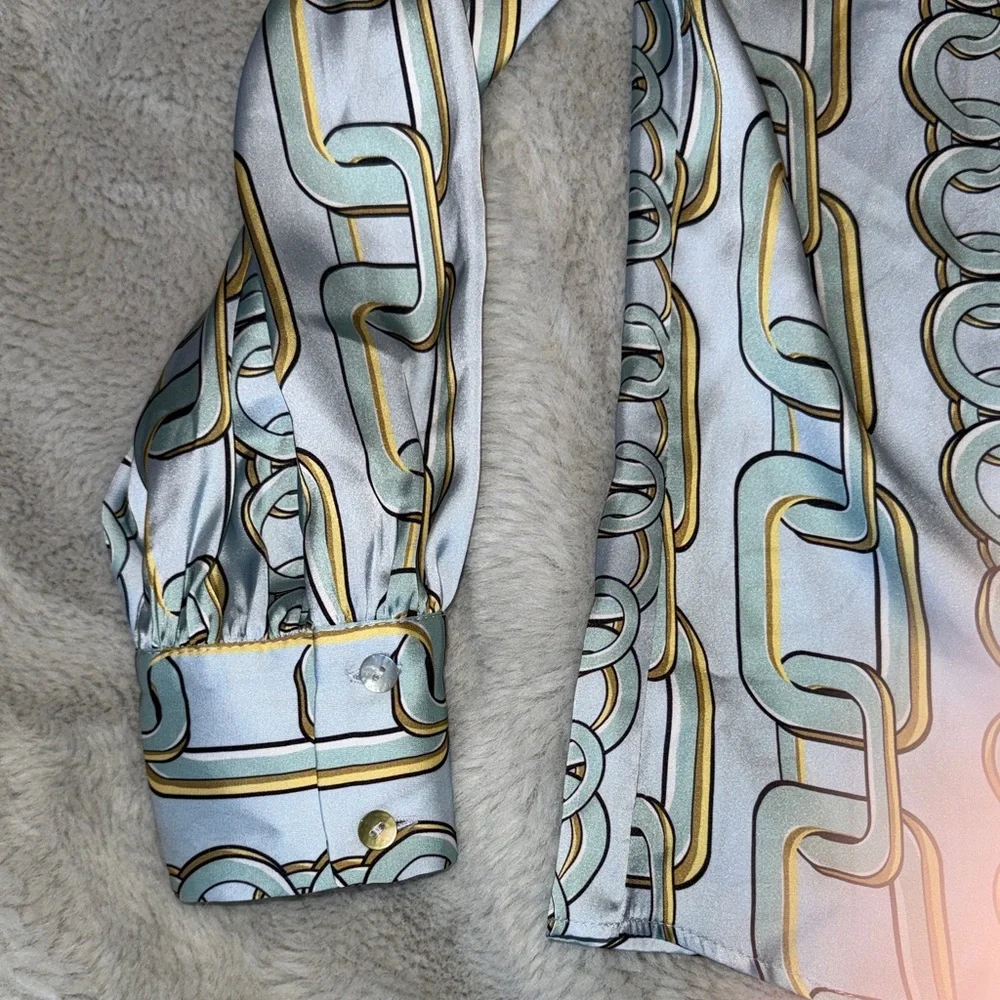 Zara Chain Print Wrap Blouse - Picture 3 of 11